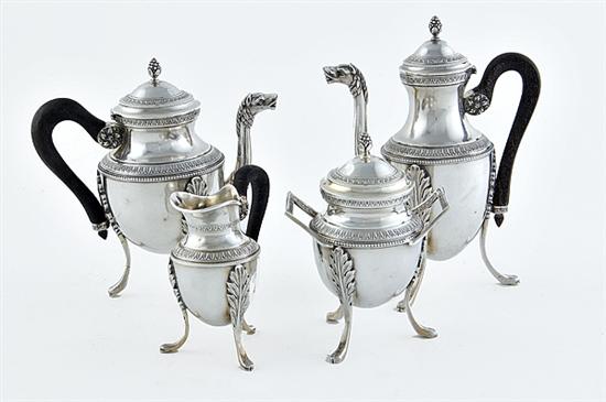 French diminutive silver tea and