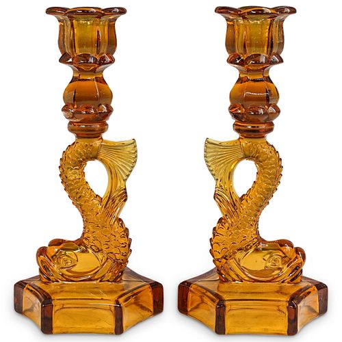 FRENCH DOLPHIN AMBER ART GLASS