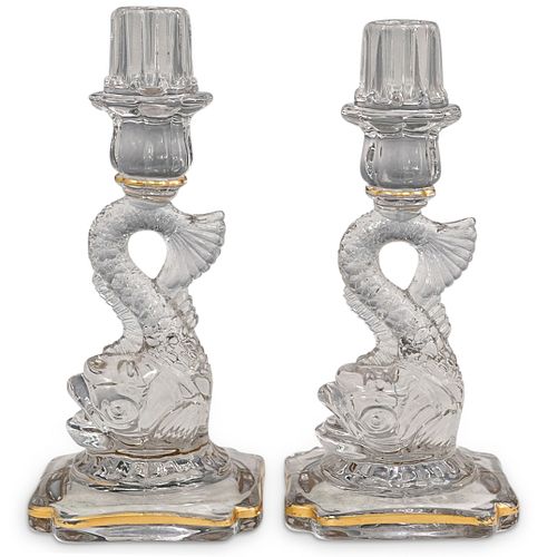 FRENCH DOLPHIN CLEAR ART GLASS GILT