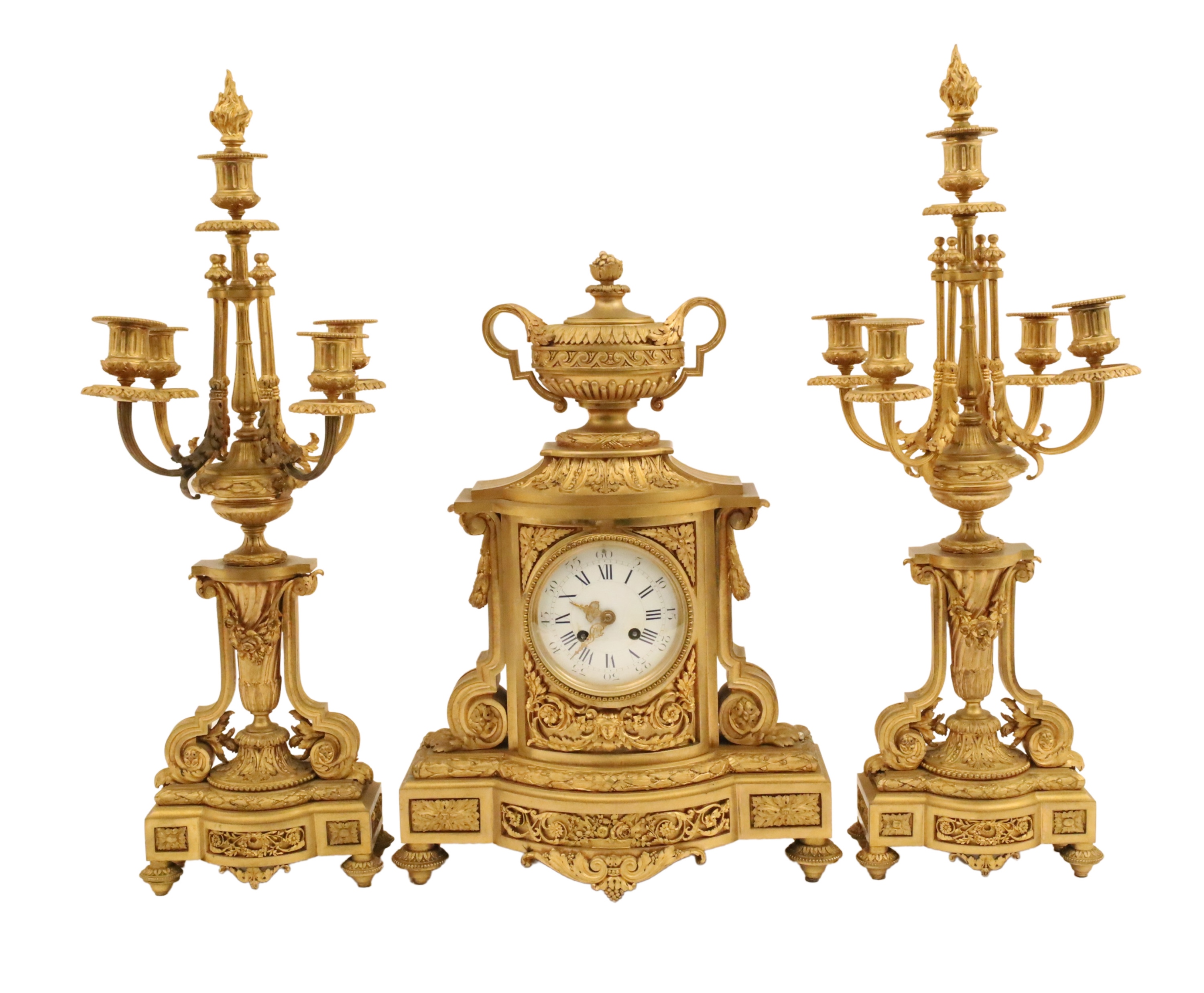 FRENCH DORE BRONZE 3 PC. CLOCK