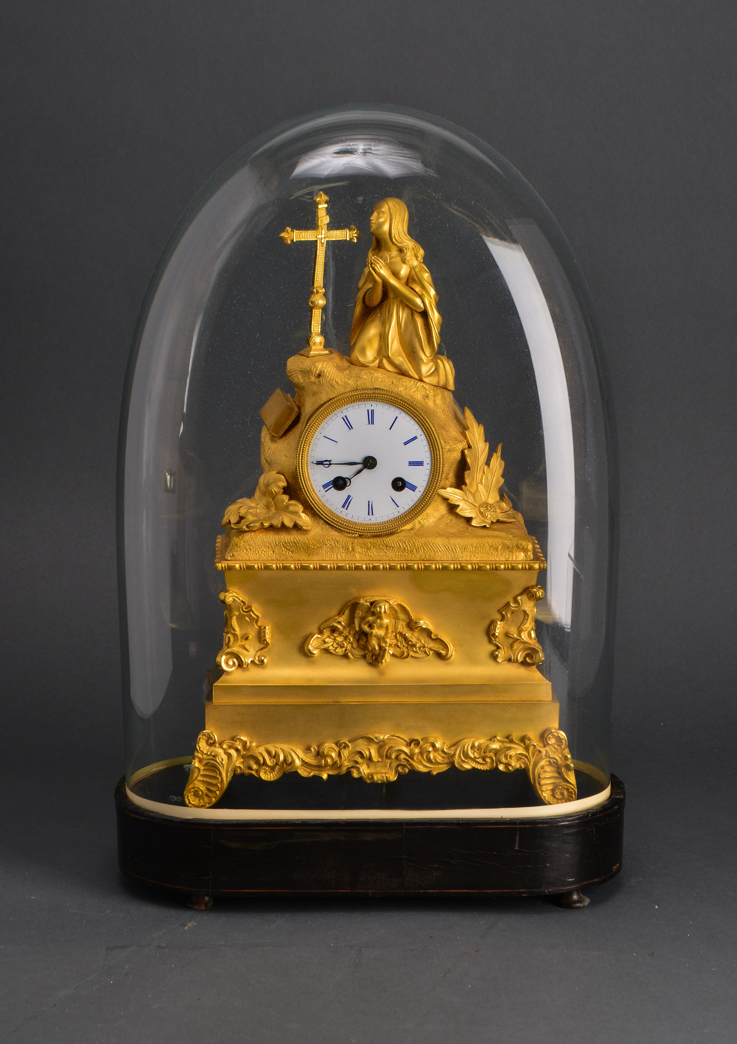FRENCH DORE BRONZE MANTEL CLOCK W