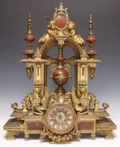 FRENCH DORE BRONZE & RED MARBL