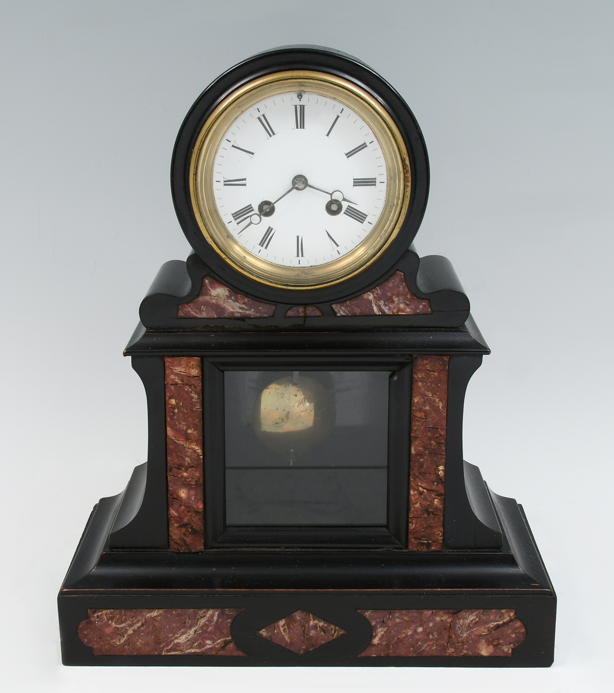 FRENCH EBONIZED MANTLE CLOCK: