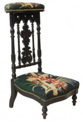 FRENCH EBONIZED & NEEDLEPOINT
