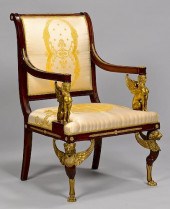 FRENCH EMPIRE ARMCHAIR WITH BR