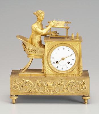 French Empire bronze dore clock,