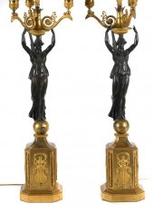 FRENCH EMPIRE CANDELABRA, BRON