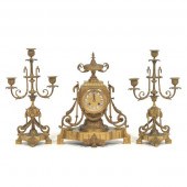 FRENCH EMPIRE GILT BRONZE THRE