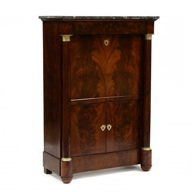 FRENCH EMPIRE MAHOGANY AND MARBLE