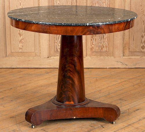 FRENCH EMPIRE MAHOGANY MARBLE TOP