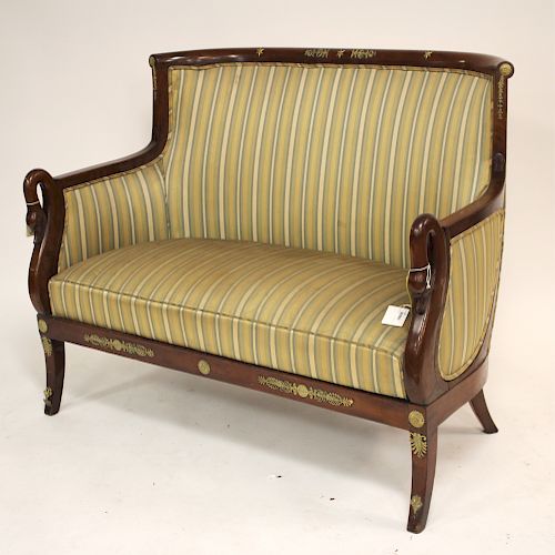 FRENCH EMPIRE SETTEEGilt brass