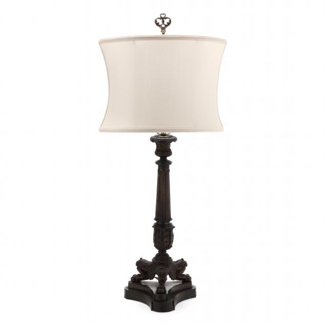 FRENCH EMPIRE STYLE BRONZE LAMP