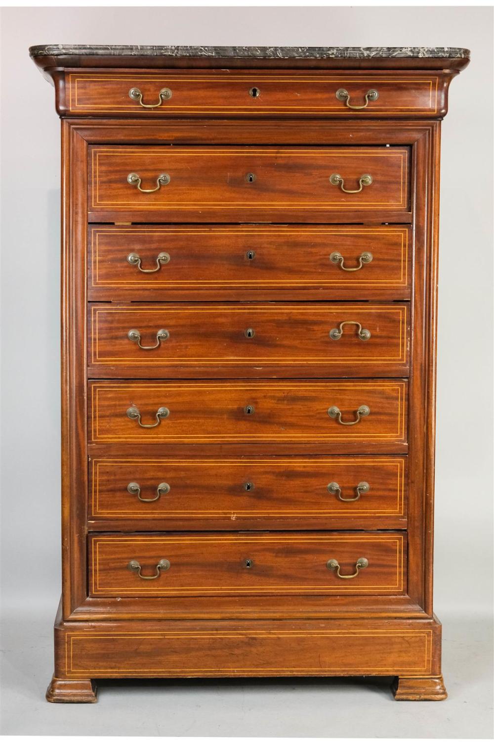 FRENCH EMPIRE STYLE INLAID MAHOGANY