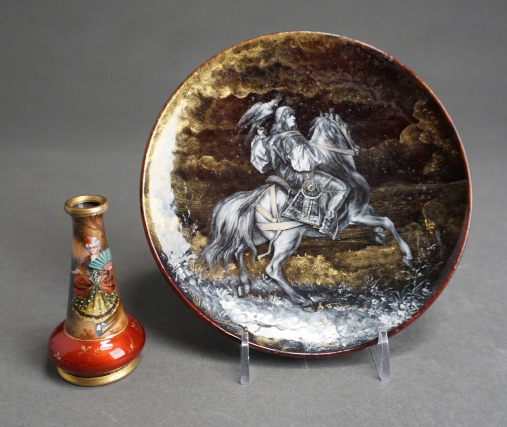 FRENCH ENAMEL DISH AND MINIATURE