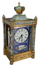 FRENCH ENAMELED BRASS MANTLE C