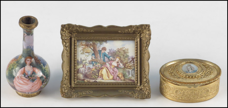 FRENCH ENAMELED CABINET VASE.