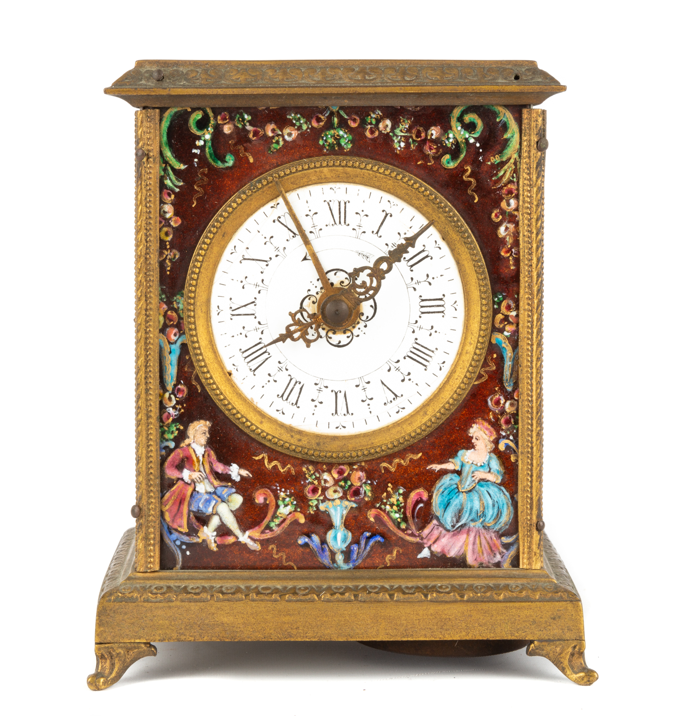 FRENCH ENAMELED CARRIAGE CLOCK WITH
