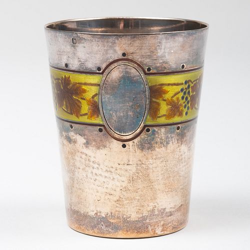 FRENCH ENAMELED SILVER BEAKERMarked