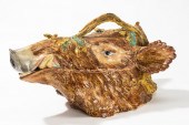 FRENCH FAIENCE BOAR'S HEAD TUR