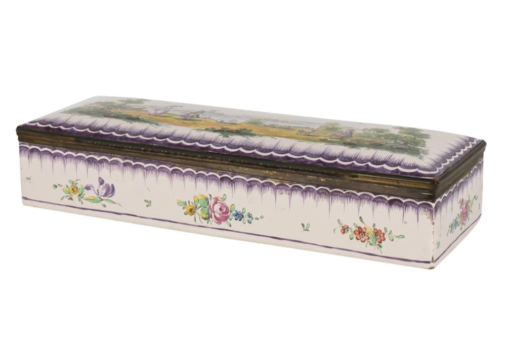 FRENCH FAIENCE GLOVE BOXFrench