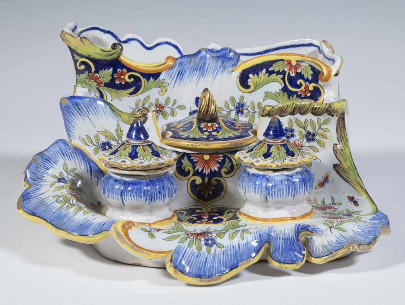 FRENCH FAIENCE POTTERY DESK STAND