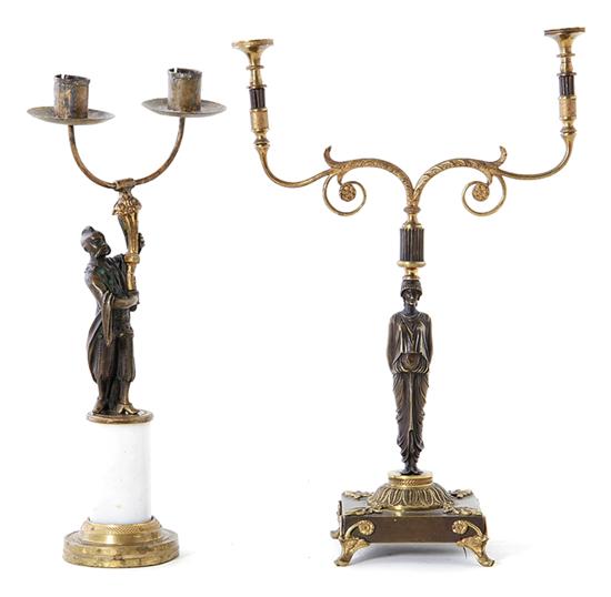 French figural bronze candleholders