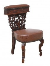 FRENCH FIGURAL CARVED OAK SMOK