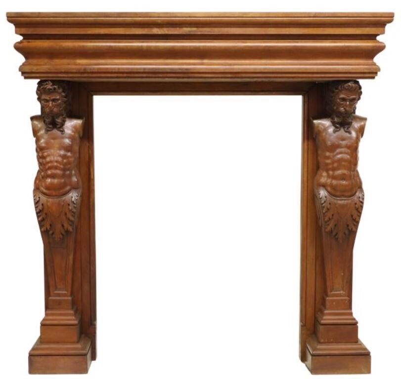 FRENCH FIGURAL CARVED WALNUT