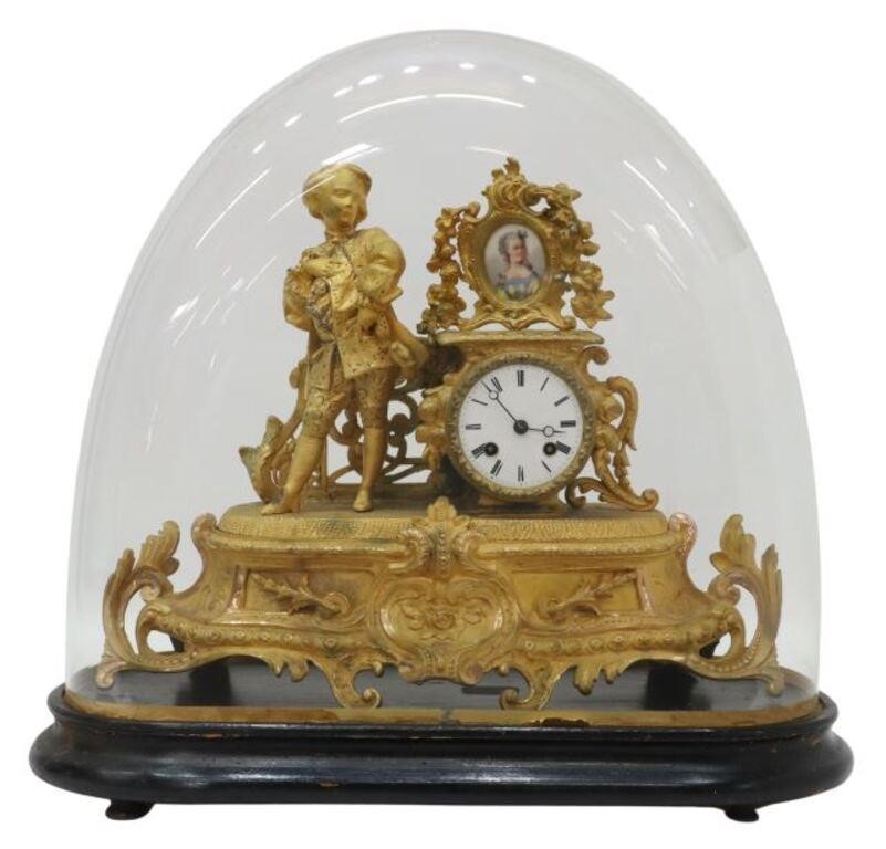 FRENCH FIGURAL GILT METAL CLOCK