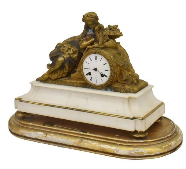 FRENCH FIGURAL GILT METAL MANTEL