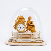 FRENCH FIGURAL GILT & ONYX DOM