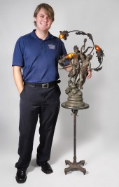 FRENCH FIGURAL LAMP AND PEDEST