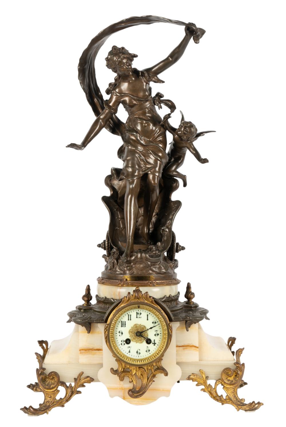 FRENCH FIGURAL MANTEL CLOCKFrench