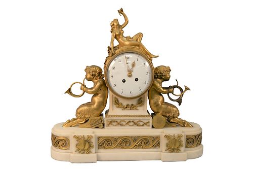 FRENCH FIGURAL MARBLE BRONZE MANTLE