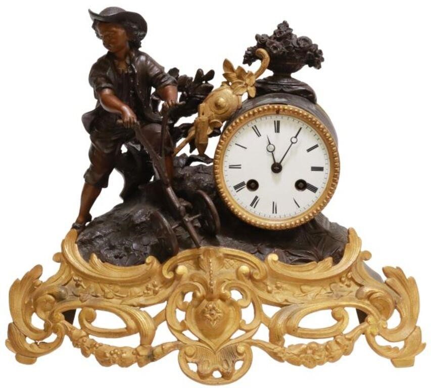FRENCH FIGURAL METAL MANTEL SHELF