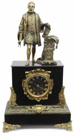FRENCH FIGURAL SCHOLAR STONE MANTEL