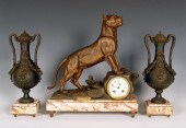 FRENCH FIGURAL TIGER CLOCK GAR