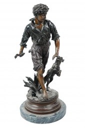 FRENCH FIGURE OF A BOY & DOGbr