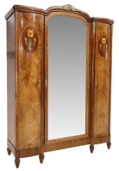 FRENCH FLORAL MARQUETRY MIRROR