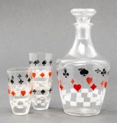 FRENCH GAMING SUITS DECANTER A