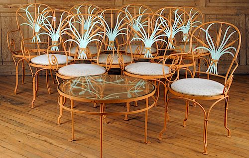 FRENCH GARDEN SET TEN CHAIRS ONE