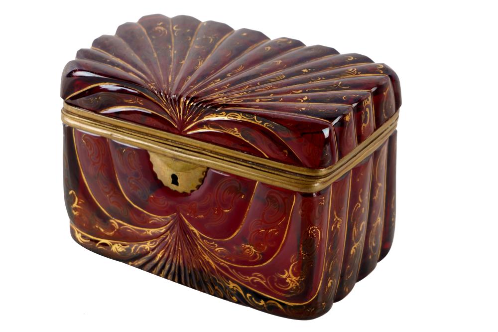 FRENCH GILDED RUBY GLASS VANITY