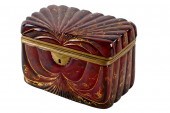 FRENCH GILDED RUBY GLASS VANIT