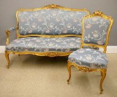 FRENCH GILDED SETTEE AND CHAIR