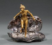 FRENCH GILT AND SILVERED BRONZ