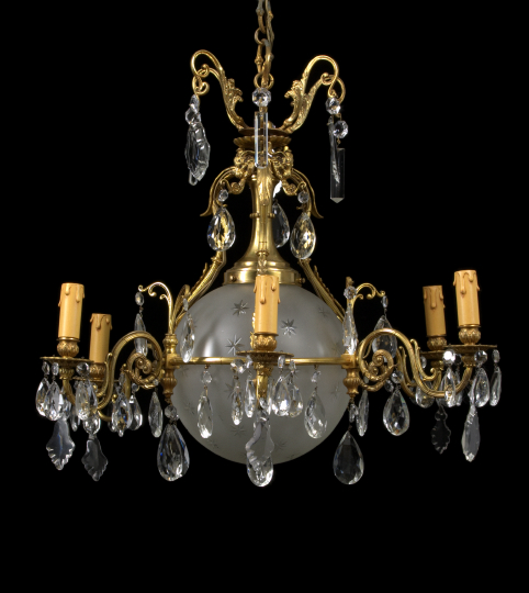 French Gilt-Brass and Cut Glass