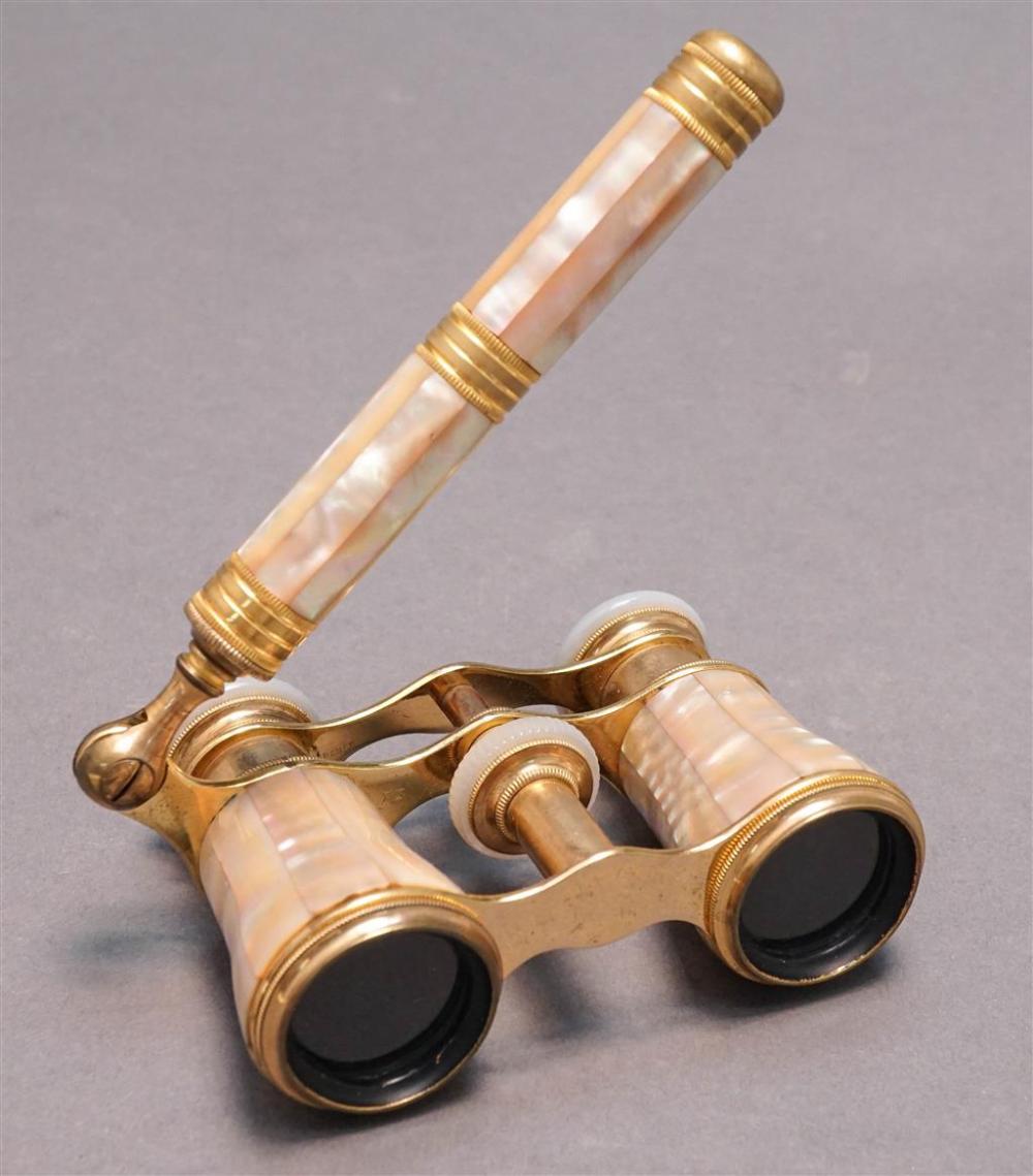 FRENCH GILT BRASS AND MOTHER OF