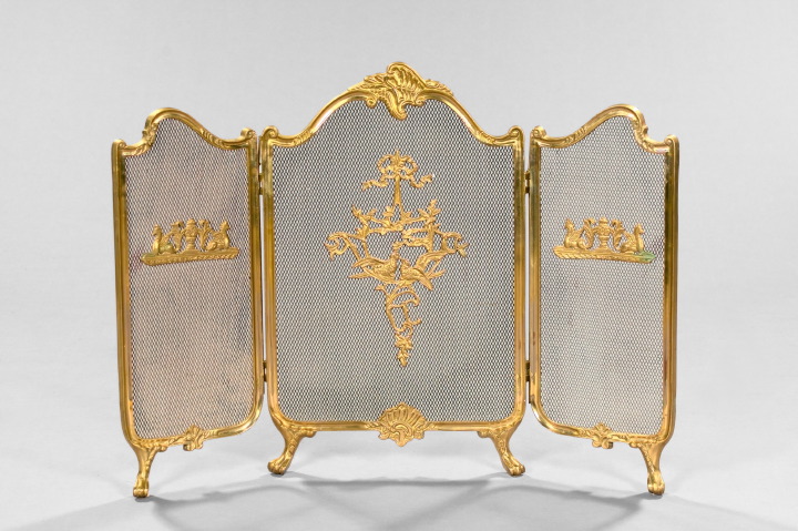 French Gilt-Brass and Steel Mesh