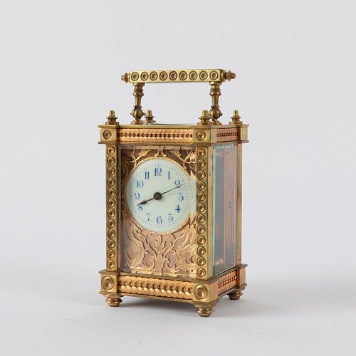 FRENCH GILT BRASS CARRIAGE CLOCK,