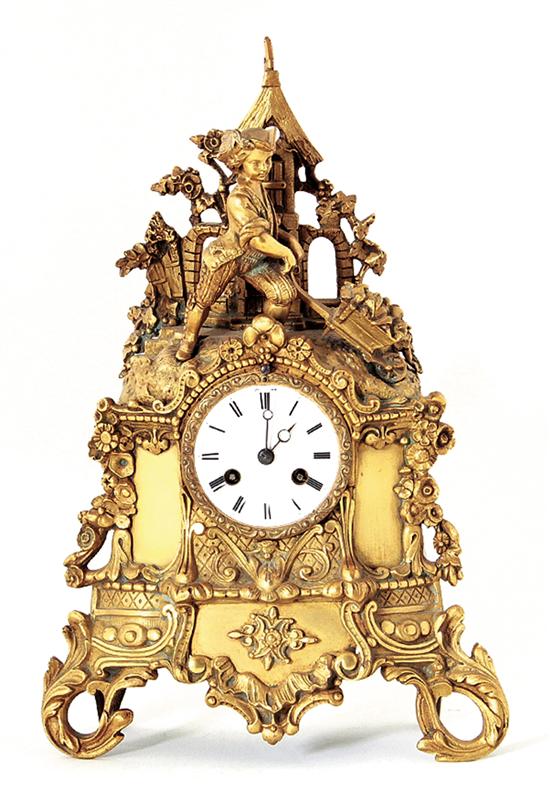 French gilt brass figural mantel